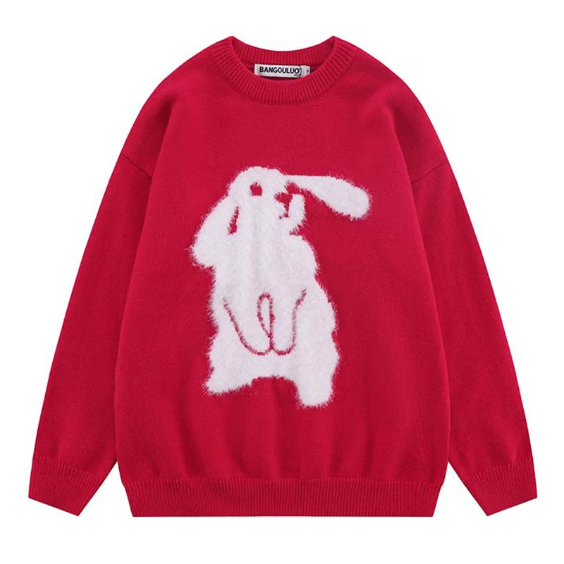Men Flocking Cartoon Rabbit Pullover Harajuku Casual Couple O-neck Oversize Top Streetwear Unisex Fall Japanese Knitted Sweater
Men Flocking Cartoon Rabbit Pullover Harajuku Casual Couple O-neck Oversize Top Streetwear Unisex Fall Japanese Knitted Sweater