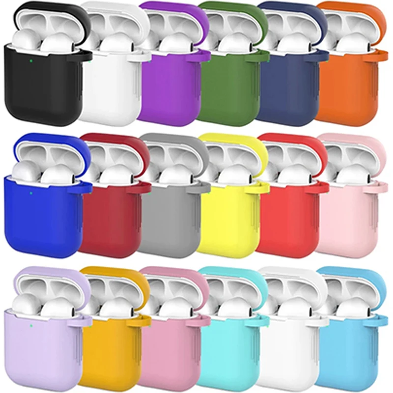 

Silicone Earphone Cases For Airpods 2 1 Case Cover Headphones Accessories Protective Box For Apple Airpods 1 2 Case Charging Bag