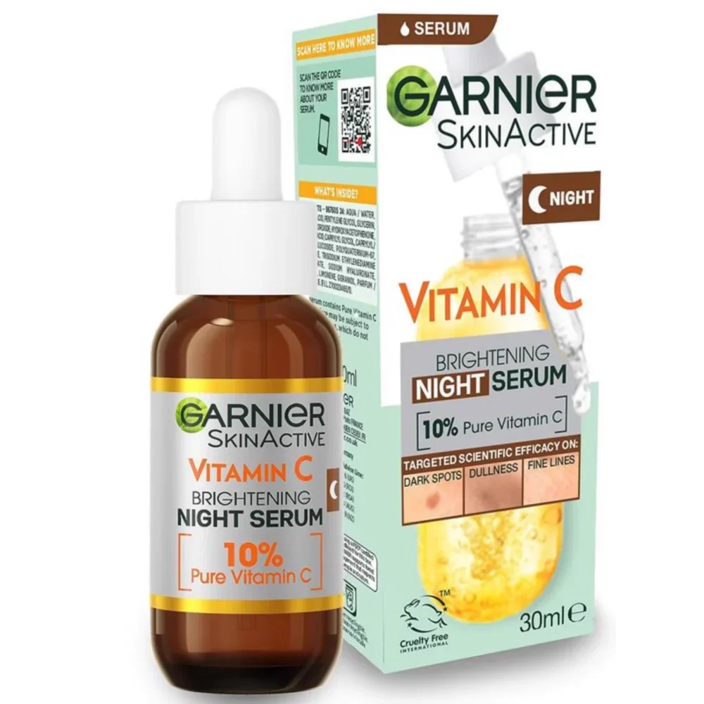 

GARNIER 10%VC Vitamin C Brightening Night Serum 30ml Moisturizing Whitening Improve Dullness Smoothing Antioxidant Skin Care