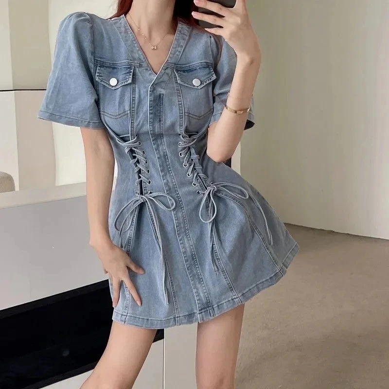 Denim Dress Women 2023 Summer New Hong Kong Style Dresses High Waist Slim Appear Fit Versatile A-line Skirt Womens
Denim Dress Women 2023 Summer New Hong Kong Style Dresses High Waist Slim Appear Fit Versatile A-line Skirt Womens