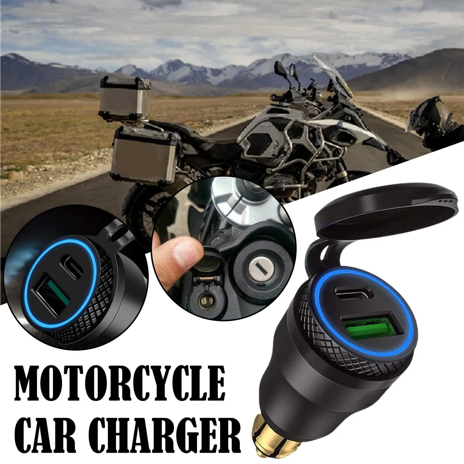 

12V/24V Motorcycle Car Dual QC3.0 USB Type C PD Fast For BMW F800GS F650GS F700GS Motorcycles Style Power Socket For Hella / DIN