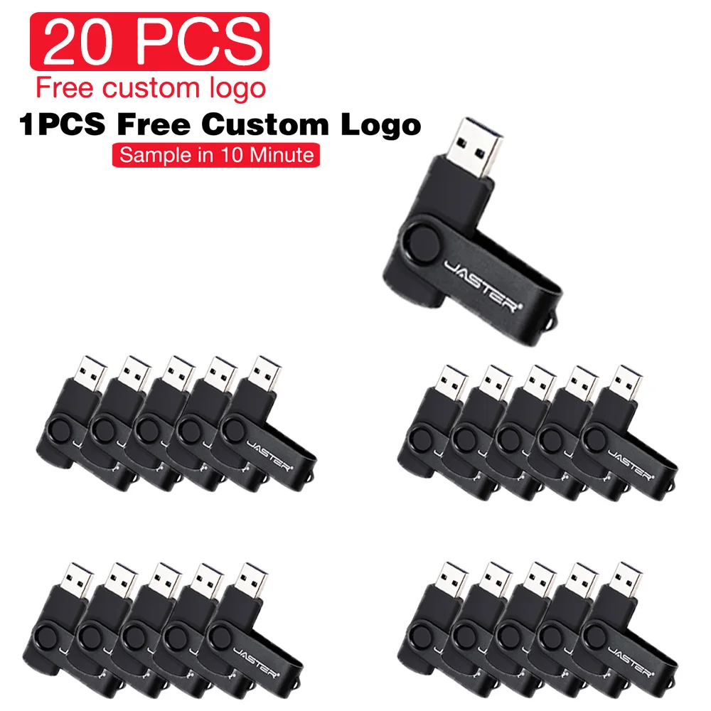 JASTER 20 PCS LOT USB Flash Drive 128GB Free Custom Logo Memory Stick 64GB Rotatable Pen Drive 32GB Black USB Stick 16GB Plastic 
JASTER 20 PCS LOT USB Flash Drive 128GB Free Custom Logo Memory Stick 64GB Rotatable Pen Drive 32GB Black USB Stick 16GB Plastic
