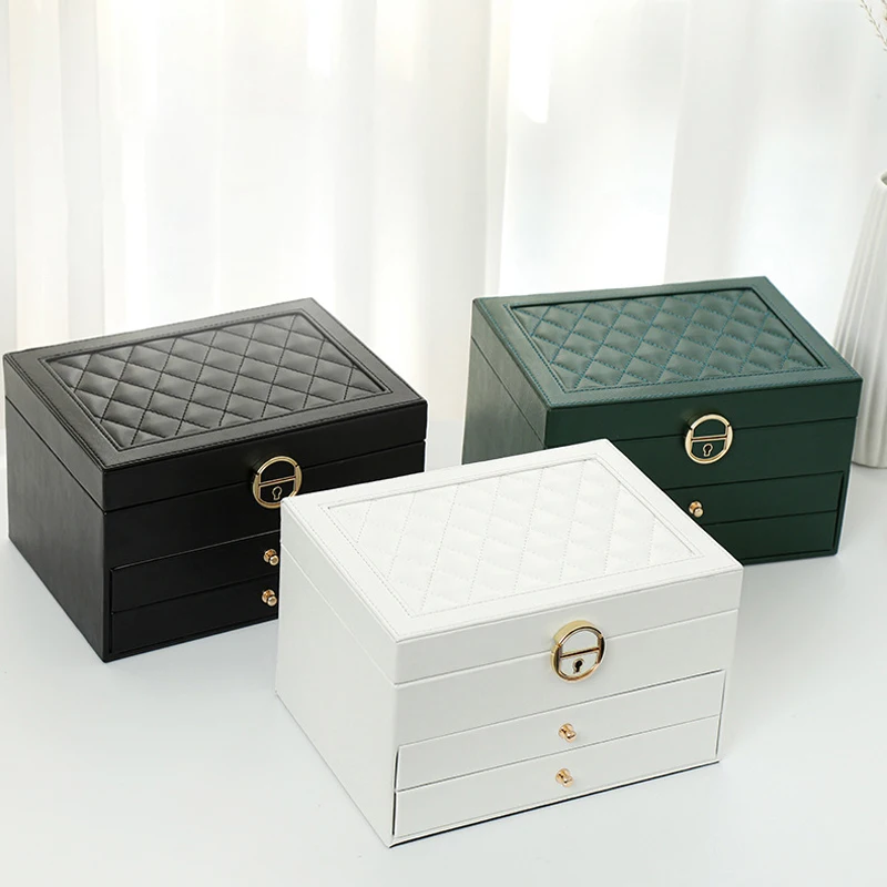 Three Layers PU Portable Jewelry Box with Necklace Hook Earrings Ring Bracelet Storage Case White Drawer Jewelry Organizer W2214
Three Layers PU Portable Jewelry Box with Necklace Hook Earrings Ring Bracelet Storage Case White Drawer Jewelry Organizer W2214