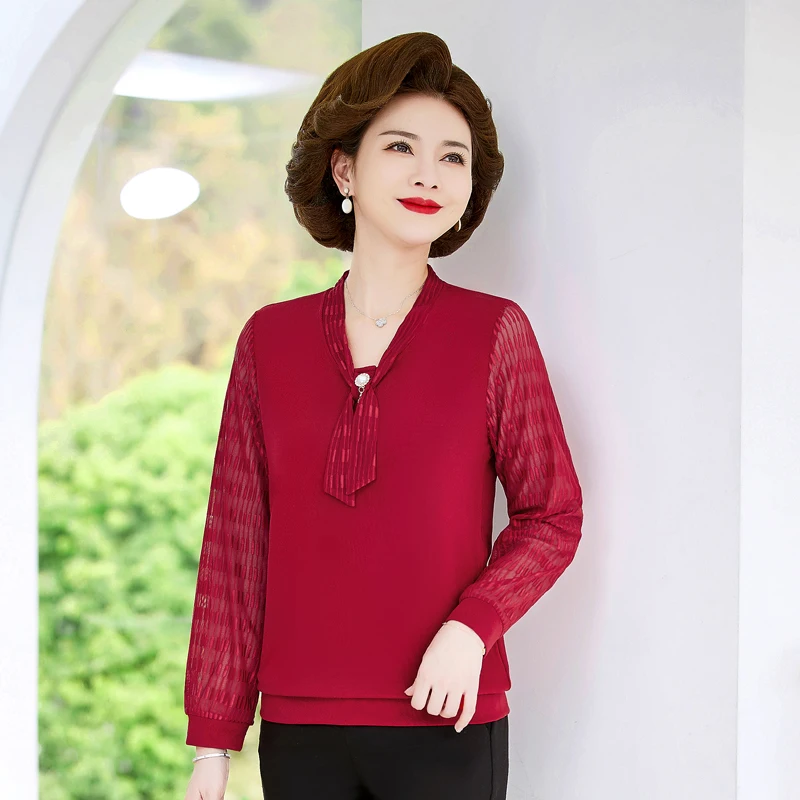 Middle-aged Women's T-shirt Top, Long Sleeve, V Collar, Mother's Bottoming Shirt, Spring Clothes, New Blouse, XL-5XL
Middle-aged Women's T-shirt Top, Long Sleeve, V Collar, Mother's Bottoming Shirt, Spring Clothes, New Blouse, XL-5XL