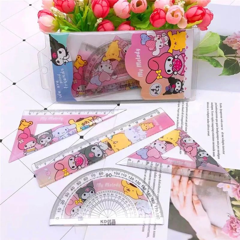 Милая линейка Miniso из мультфильма «Моя Мелодия» Hello Kitty, набор милых Kuromi, канцелярские принадлежности для студентов, треугольный транспортир, набор, детские подарки
Милая линейка Miniso из мультфильма «Моя Мелодия» Hello Kitty, набор милых Kuromi, канцелярские принадлежности для студентов, треугольный транспортир, набор, детские подарки