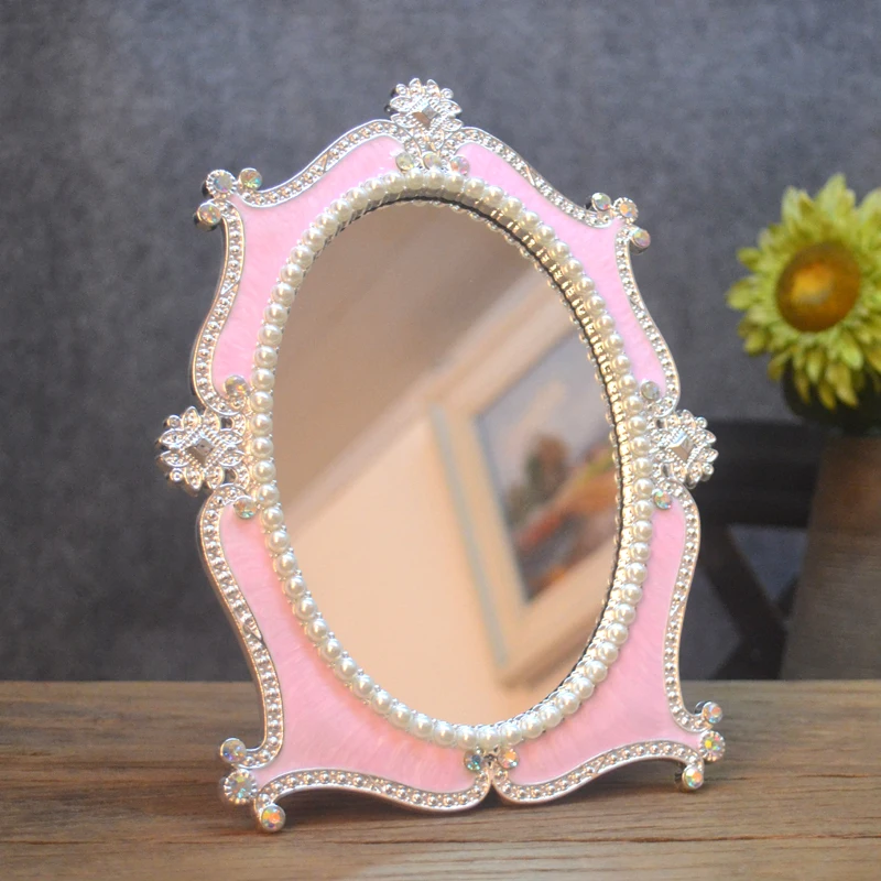 Generic Custom Small Makeup Hand Decorative Mirror Table Stand Vanity