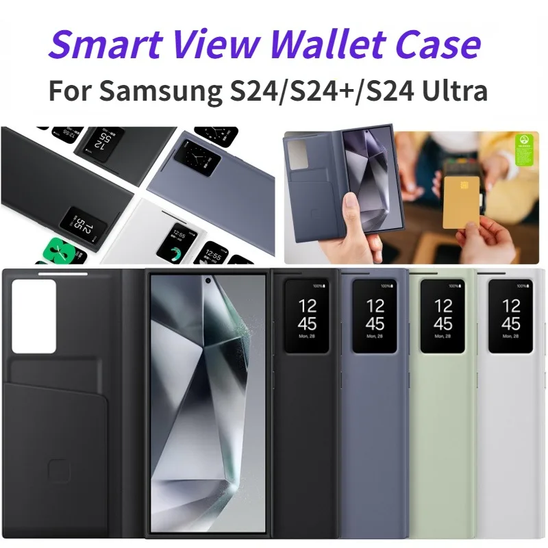 

For Samsung Galaxy S24 S24+ S24 Ultra Mirror Flip Leather Case Smart View Wallet Cover With Real Chip Phone Case EF-ZS928 ZS926