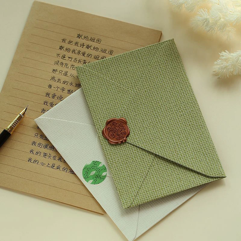 

5pcs/lot Avocado Green Envelope 250g Paper Gratitude Small Business Supplies Envelopes for Wedding Invitations Postcards