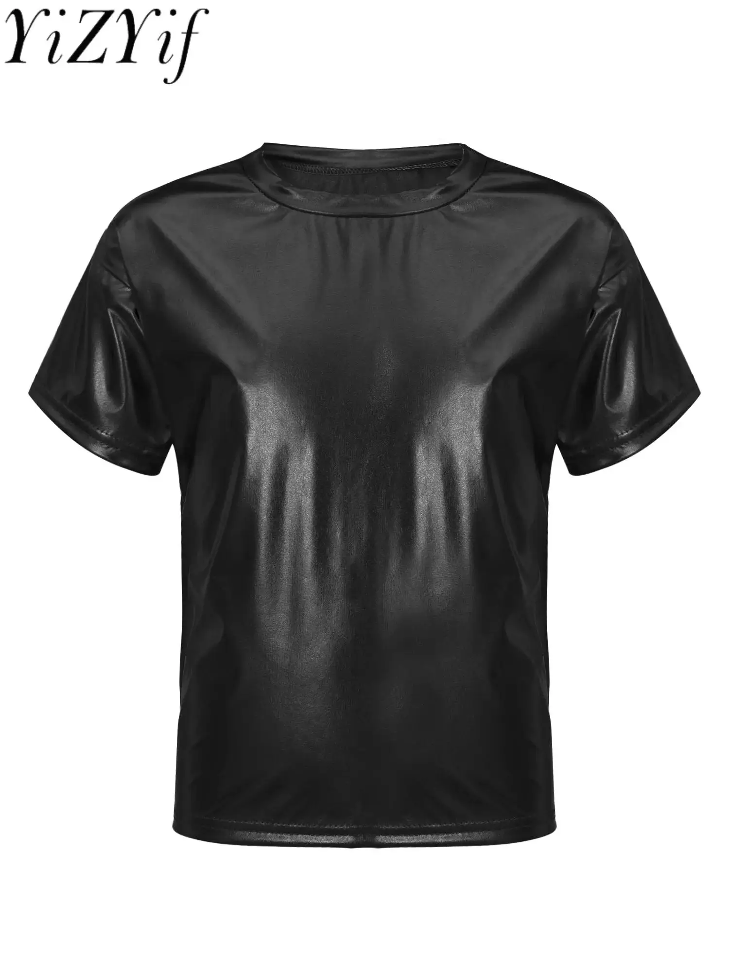 Children Boys Girls Jazz Dance T-shirts Tops Shiny Metallic Top Solid Color Short Sleeve T-shirt Toddler Kids Stage Performance
Children Boys Girls Jazz Dance T-shirts Tops Shiny Metallic Top Solid Color Short Sleeve T-shirt Toddler Kids Stage Performance