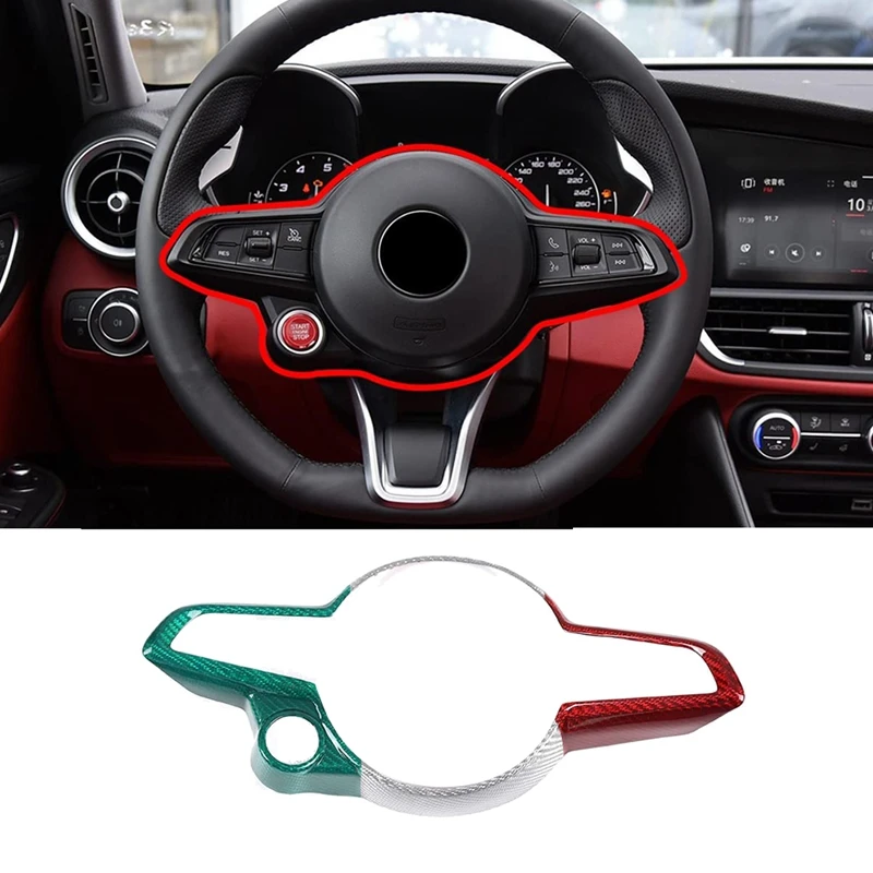 

Carbon Fiber Steering Wheel Cover Trim Frame Center Consoles For Alfa Romeo Giulia/Stelvio 2020
