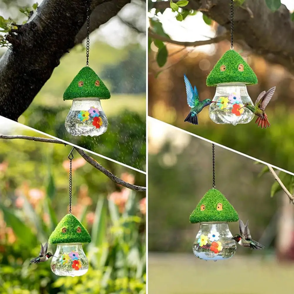 

Leak-free Bird Feeder Outdoor Hanging Bird Water Feeder Bottle Hummingbird Mushroom Shape Dispenser for Garden Decoration Small