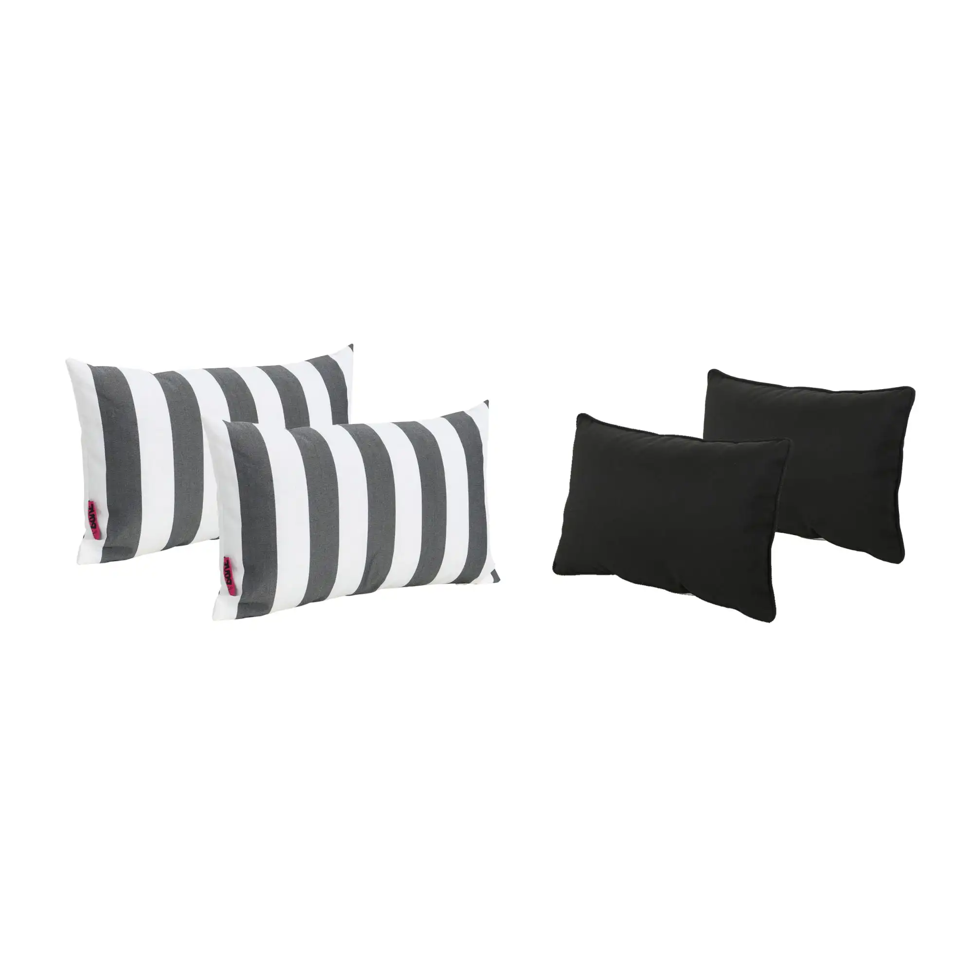Luxurious Refined Fashionable and Elegant 4-Piece Black Stripes and Solid Outdoor Rectangular Throw Pillows 18.5"
Luxurious Refined Fashionable and Elegant 4-Piece Black Stripes and Solid Outdoor Rectangular Throw Pillows 18.5"