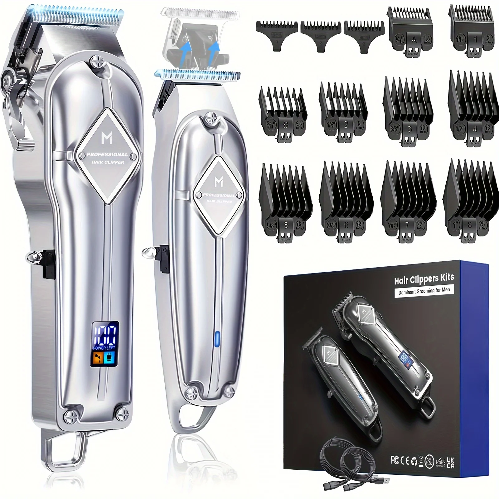 Rechargeable Hair Cutting Kit with Cordless Close Cutting T-Blade Trimmer - Hair Clippers for Men Grooming Kit, Kids Clipper Set
Rechargeable Hair Cutting Kit with Cordless Close Cutting T-Blade Trimmer - Hair Clippers for Men Grooming Kit, Kids Clipper Set