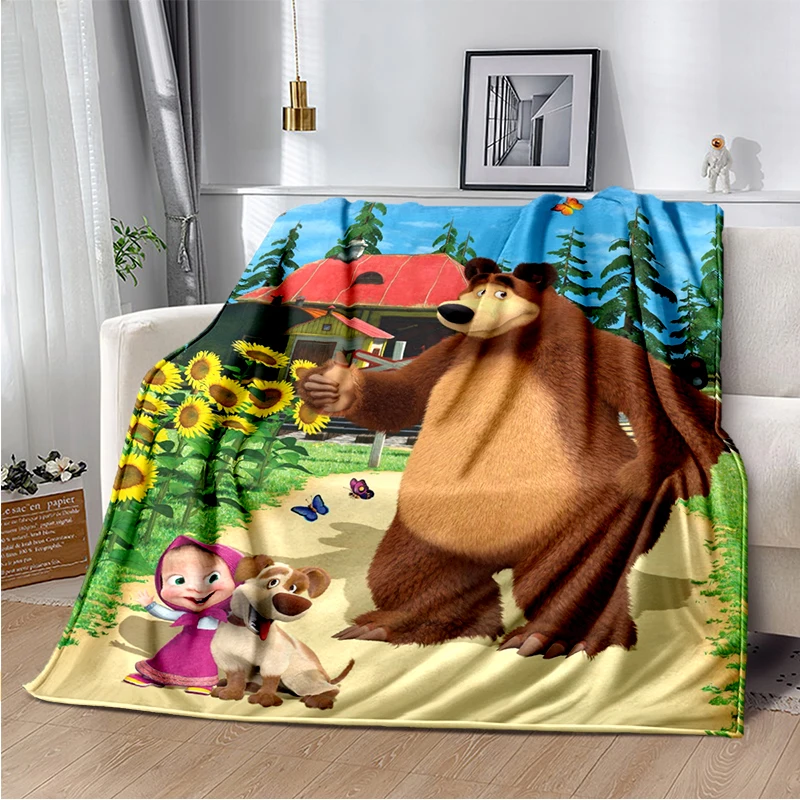 

Cartoon Animation M-Masha and Bear Soft comfortable blanket M-Маша и M-Медведь Sofa bed bedroom portable flannel blankets