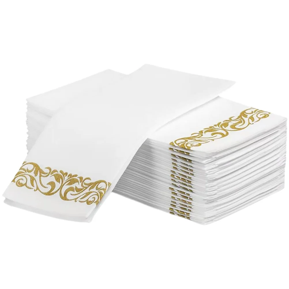 

25 Pcs Paper Napkin Party Napkins Decor Guest Table Virgin Wood Pulp Holiday Wedding Decorations Decorative Dinner Gold