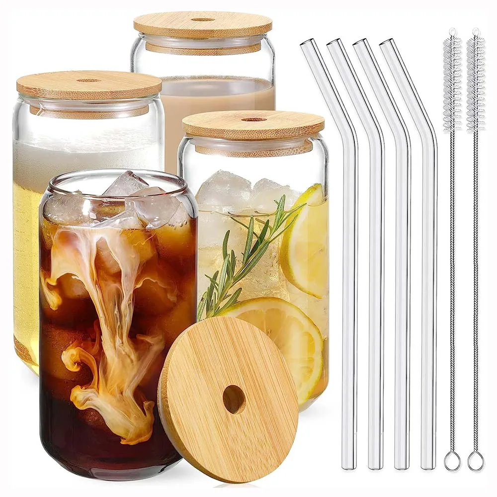 4PCS 16oz Drinking Glasses with Bamboo Lids Glass Straw Can Shaped Cups,Beer Glasses,Iced Coffee Cute Tumbler Cup,for Cocktail
4PCS 16oz Drinking Glasses with Bamboo Lids Glass Straw Can Shaped Cups,Beer Glasses,Iced Coffee Cute Tumbler Cup,for Cocktail