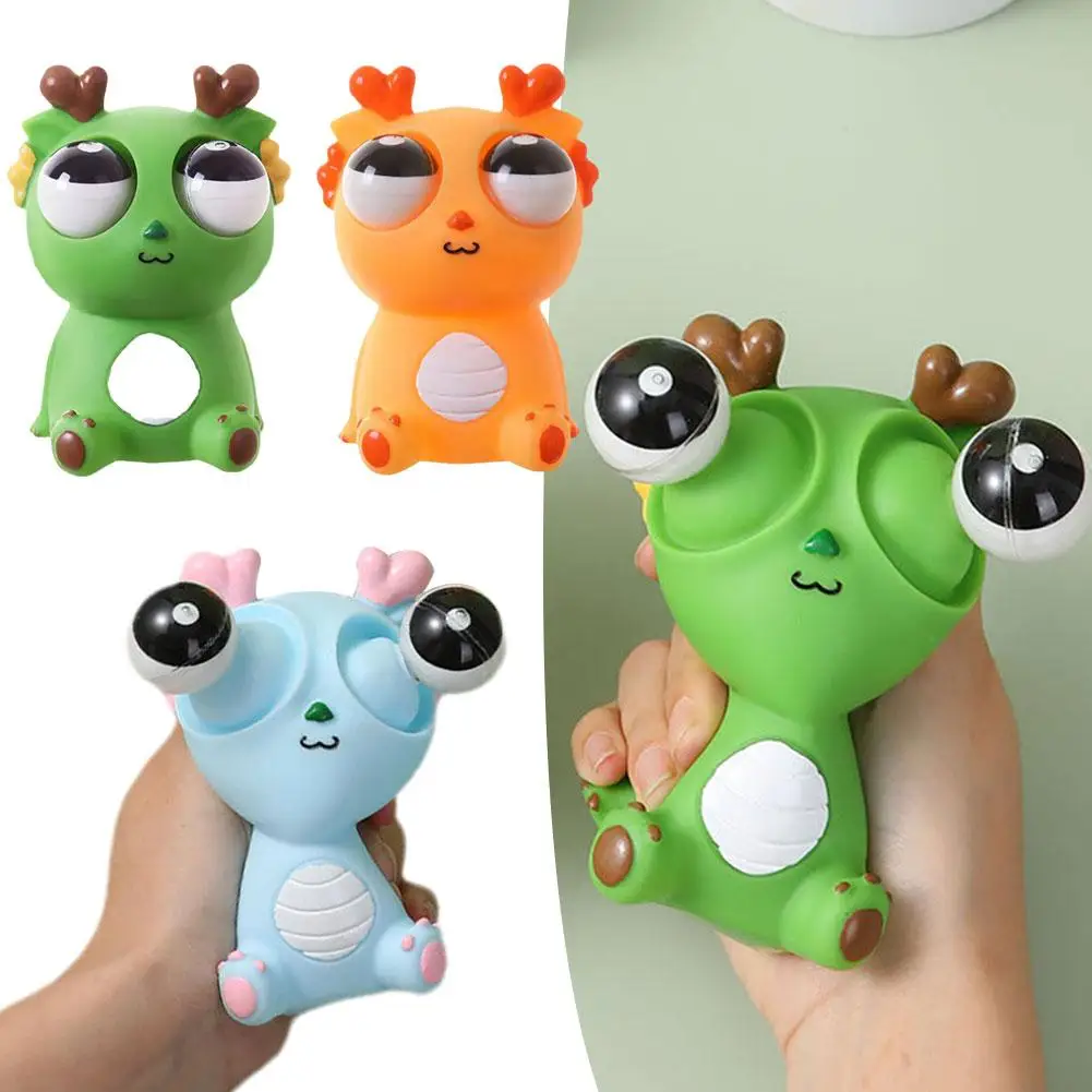 

Cartoon Cute Dragon Doll Eyeballs Squeeze Pinch Toys Adult Kids Stress Relief Explosive Eyes Prank Funny Relieve Anxiety Toys