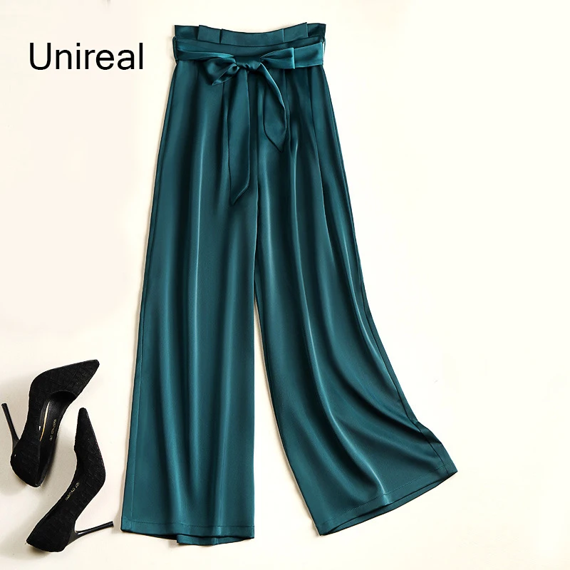 Unireal 2022 Summer Autumn Vintage Women Wide Leg Pant High Waist Drawstring Bow Black Casual Satin Palazzo Pant Trousers
Unireal 2022 Summer Autumn Vintage Women Wide Leg Pant High Waist Drawstring Bow Black Casual Satin Palazzo Pant Trousers