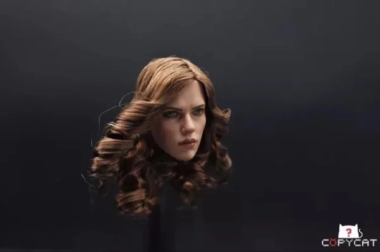 

1:6 Scarlett Johansson Black Widow Head Sculpt With Brown Curly Hair Female Headplay Model For 12" Female Figure Toy