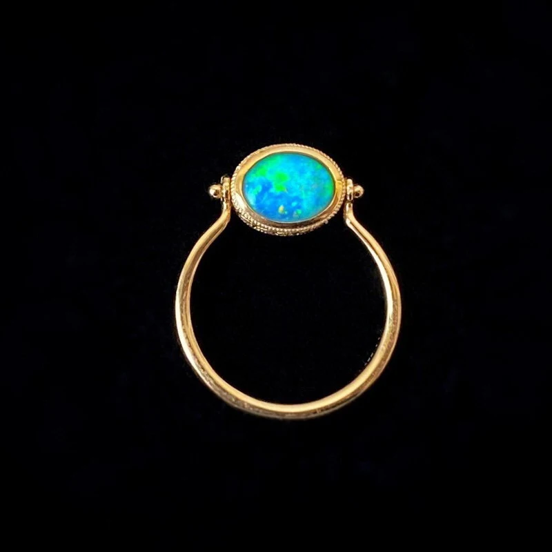 Aazuo 18K Pure Solid Yellow Gold Natural Blue Opal Black Onyx Original Classical Oval Shape Ring Gift for Woman & Girls
Aazuo 18K Pure Solid Yellow Gold Natural Blue Opal Black Onyx Original Classical Oval Shape Ring Gift for Woman & Girls