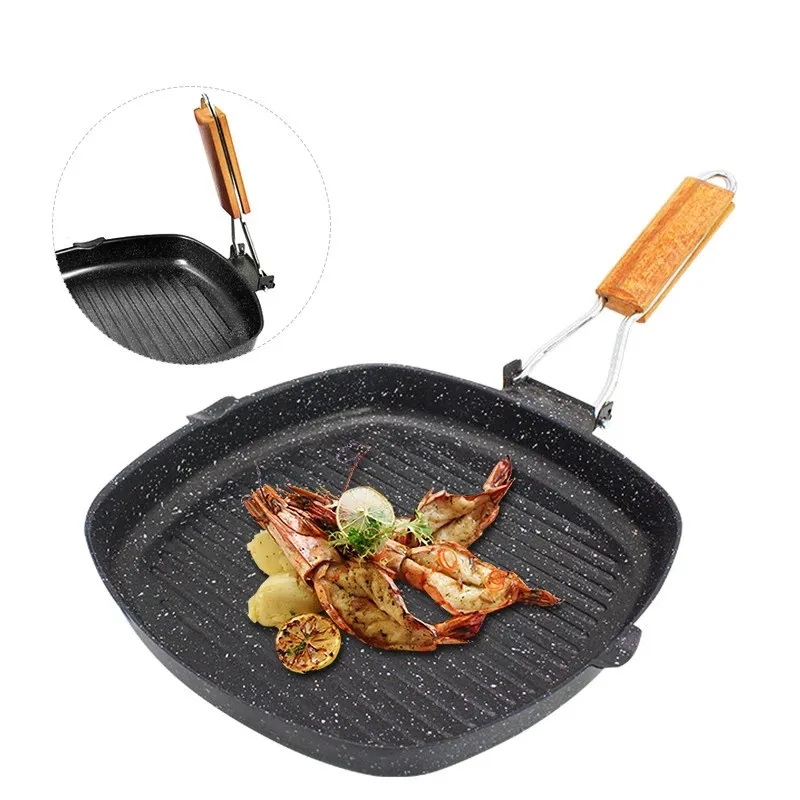 Non-Stick Steak Frying Pan with Folding Wooden Handle Portable Camping Square Grill Pans Saucepan Cooking Pots Kitchenware
Non-Stick Steak Frying Pan with Folding Wooden Handle Portable Camping Square Grill Pans Saucepan Cooking Pots Kitchenware