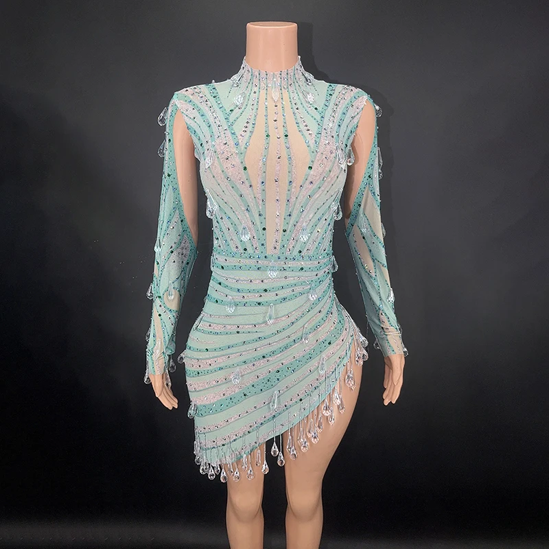 Party Banquet Crystal Evening Dresses Singer Host Stage Costume Drag Queen Clothes Multi-Colors Stretch Rhinestone Dress VDB6257
Party Banquet Crystal Evening Dresses Singer Host Stage Costume Drag Queen Clothes Multi-Colors Stretch Rhinestone Dress VDB6257