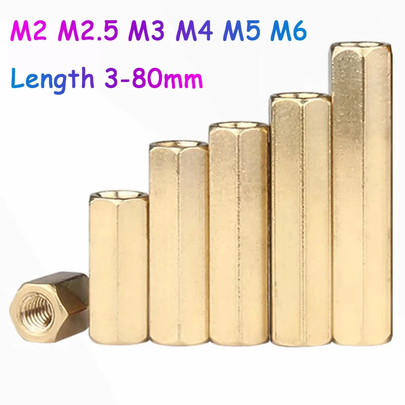 

Hex Female To Female Brass Copper Standoff Spacer Hexagonal Stud Spacer Hollow Pillars M2 M2.5 M3 M4 M5 M6 Length 3-80MM