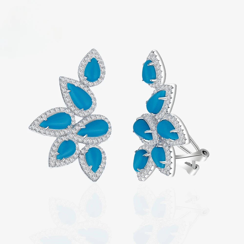 

Light Luxury Turquoise Earrings, Female S925 Silver, European and American Personality, Niche Design, and A Sense of Luxury