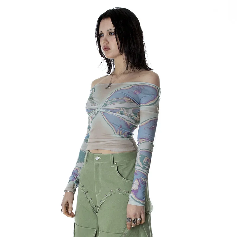 Mesh Graphic Print Women T Shirt See Through Long Sleeve Slim Tees Y2K Aesthetic American Retro High Street Clothing Streetwear
Mesh Graphic Print Women T Shirt See Through Long Sleeve Slim Tees Y2K Aesthetic American Retro High Street Clothing Streetwear