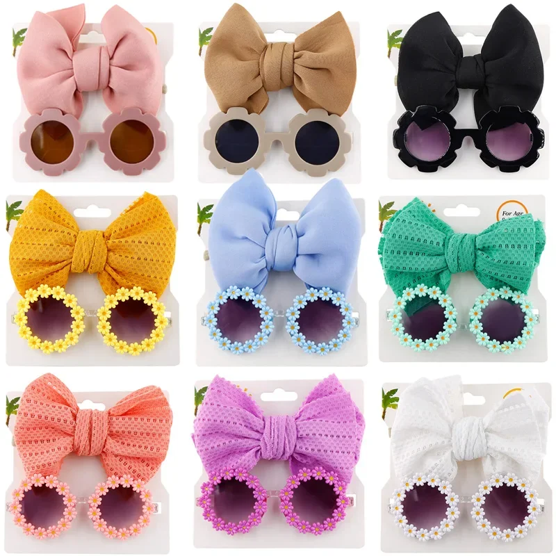 Sun Flower Sunglasses Bow Hairband Set Cute Baby Girls Hair Accessories Newborn Head Bands Summer Beach Photography Props 2Pcs
Sun Flower Sunglasses Bow Hairband Set Cute Baby Girls Hair Accessories Newborn Head Bands Summer Beach Photography Props 2Pcs