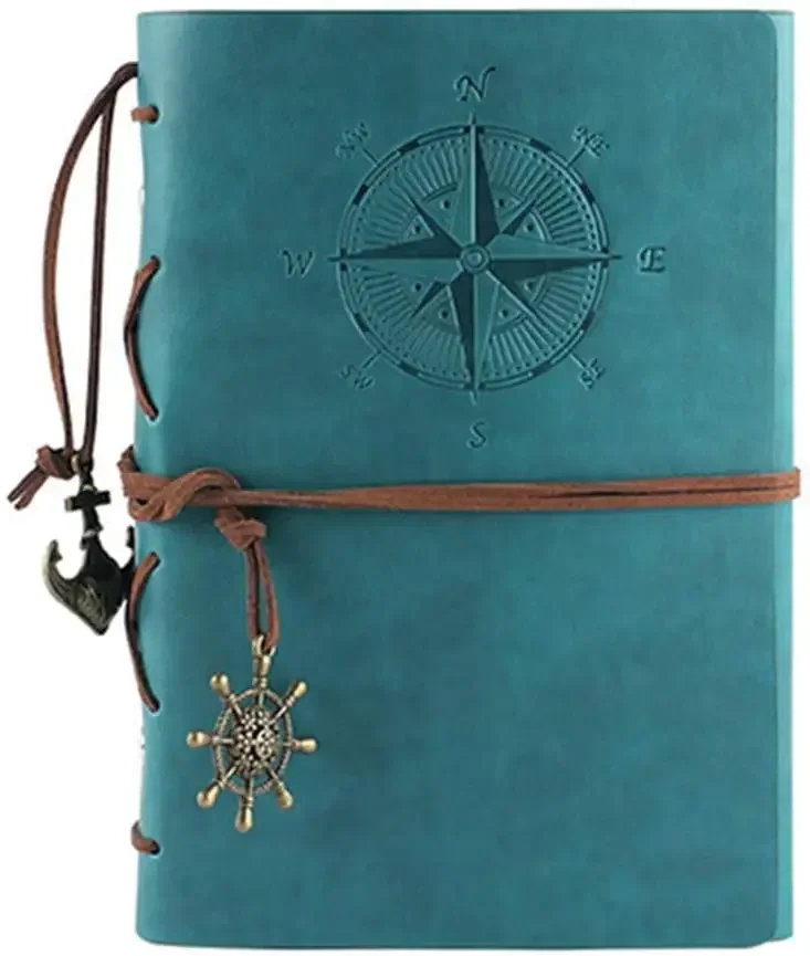 Leather Retro Notebook Vintage Nautical Spiral A6 Notebook Refillable Diary Travel Journals To Blank Pages and Retro Pendants
Leather Retro Notebook Vintage Nautical Spiral A6 Notebook Refillable Diary Travel Journals To Blank Pages and Retro Pendants