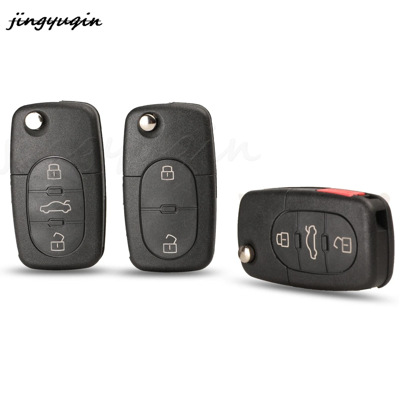 

jingyuqin 10pcs 2/3/4 Buttons Remote Car Key Shell Case For Audi TT A2 A3 A4 A6 A8 Quattro With Blade CR1620/CR2032 Holder