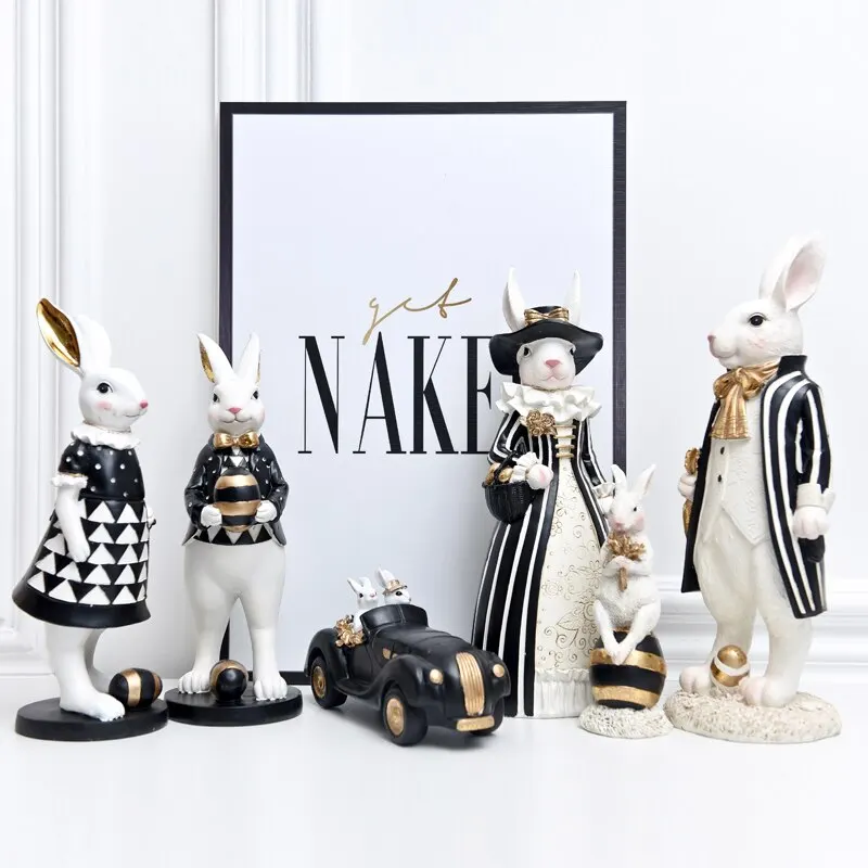 Pastoral palace rabbit family decoration bedroom living room porch home ornaments black gold Easter bunny resin crafts
Pastoral palace rabbit family decoration bedroom living room porch home ornaments black gold Easter bunny resin crafts