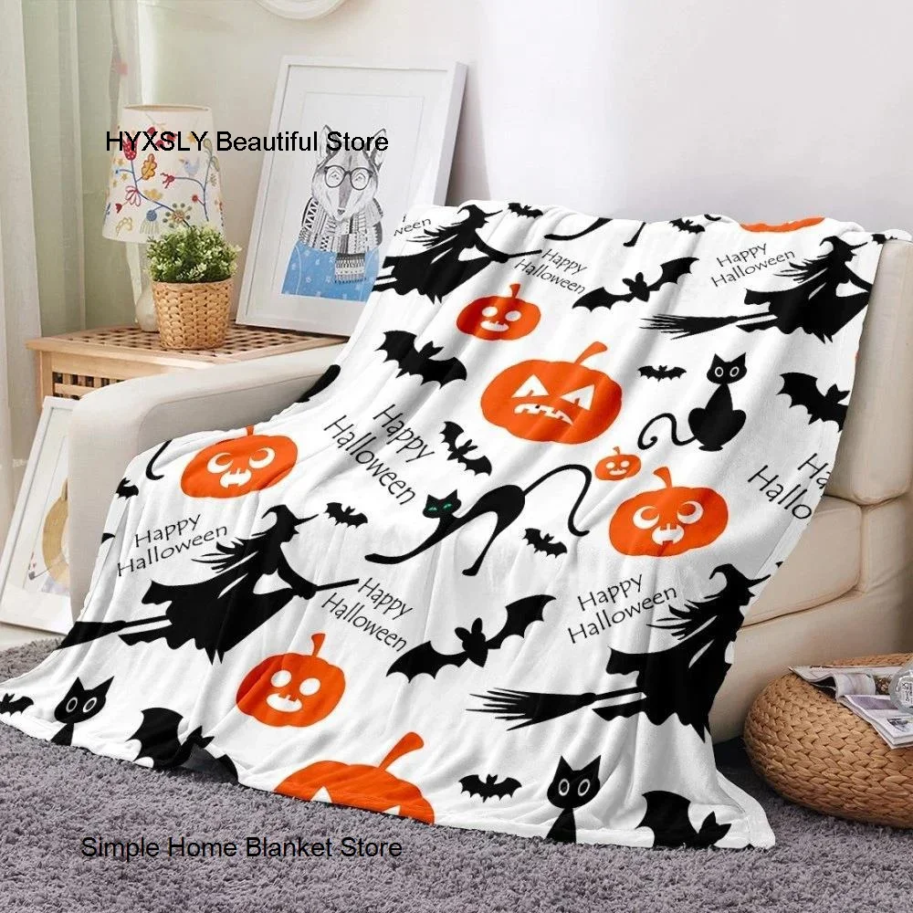 

Одеяло с 3D рисунком тыквы и призрака на Хэллоуин, теплый плюшевый плед, пушистое покрывало, шаль, кровать, диван, фланелевые одеяла, пушистые мягкие и уютные