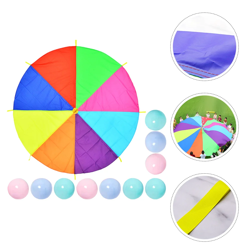 

2M Diameter Outdoor Rainbow Umbrella Kids Outdoor Playset Toy Jump-Sack Ballute Play Children School Activity Puzzle Game Props