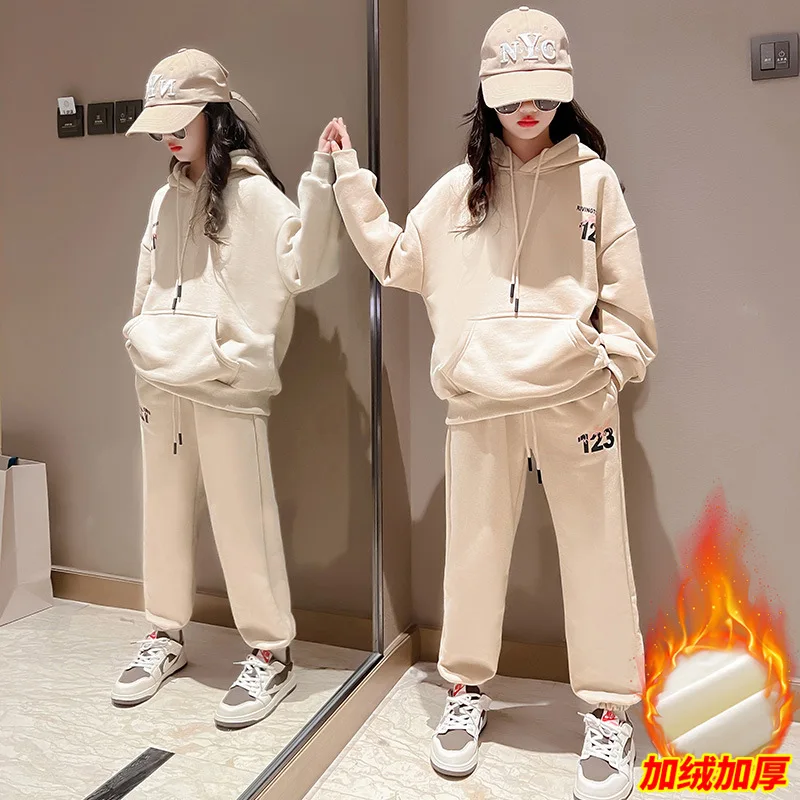 Kids Clothes for Girls Fashion Sports Suits Hooded Tops + Trousers 2pcs Teen Letter Print Sportswear Thick Warm Outfits 4-14 Yrs
Kids Clothes for Girls Fashion Sports Suits Hooded Tops + Trousers 2pcs Teen Letter Print Sportswear Thick Warm Outfits 4-14 Yrs
