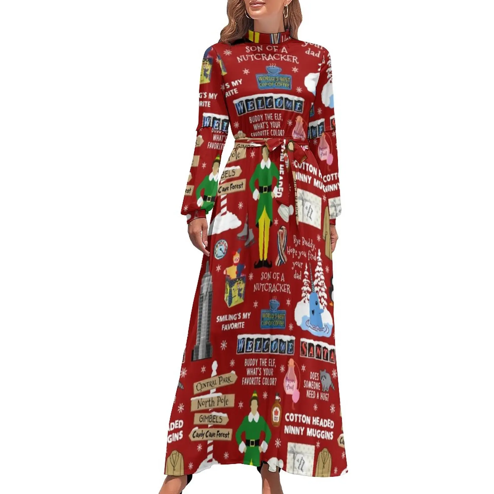 Nutcracker Print Dress Long Sleeve Buddy The Elf Cute Maxi Dress High Waist Stylish Boho Beach Long Dresses Birthday Present
Nutcracker Print Dress Long Sleeve Buddy The Elf Cute Maxi Dress High Waist Stylish Boho Beach Long Dresses Birthday Present
