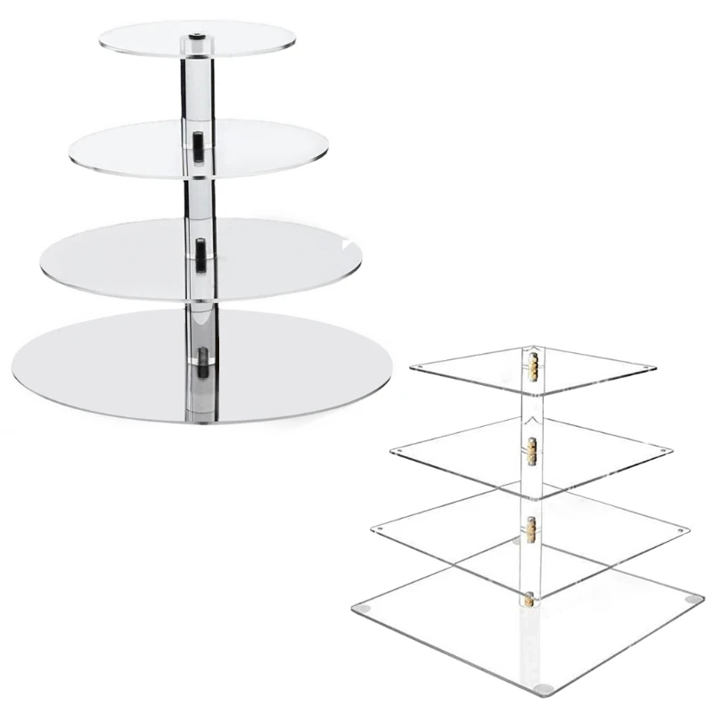 4-х ярусная акриловая подставка для кексов, десертная тарелка, держатель для торта, фруктовых конфет, держатель для дня детского