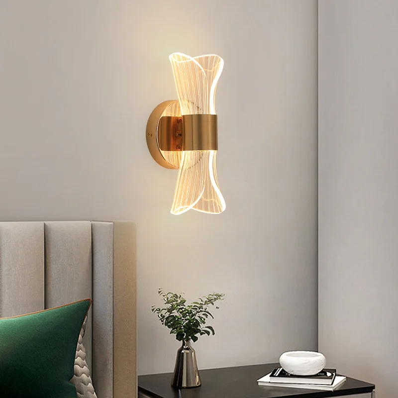 

Modern LED Wall Lamp Gold Nordic Style Sconce Lighting Fixture Living Bedroom Bedside Corridor Acrylic Indoor Home Decor Light
