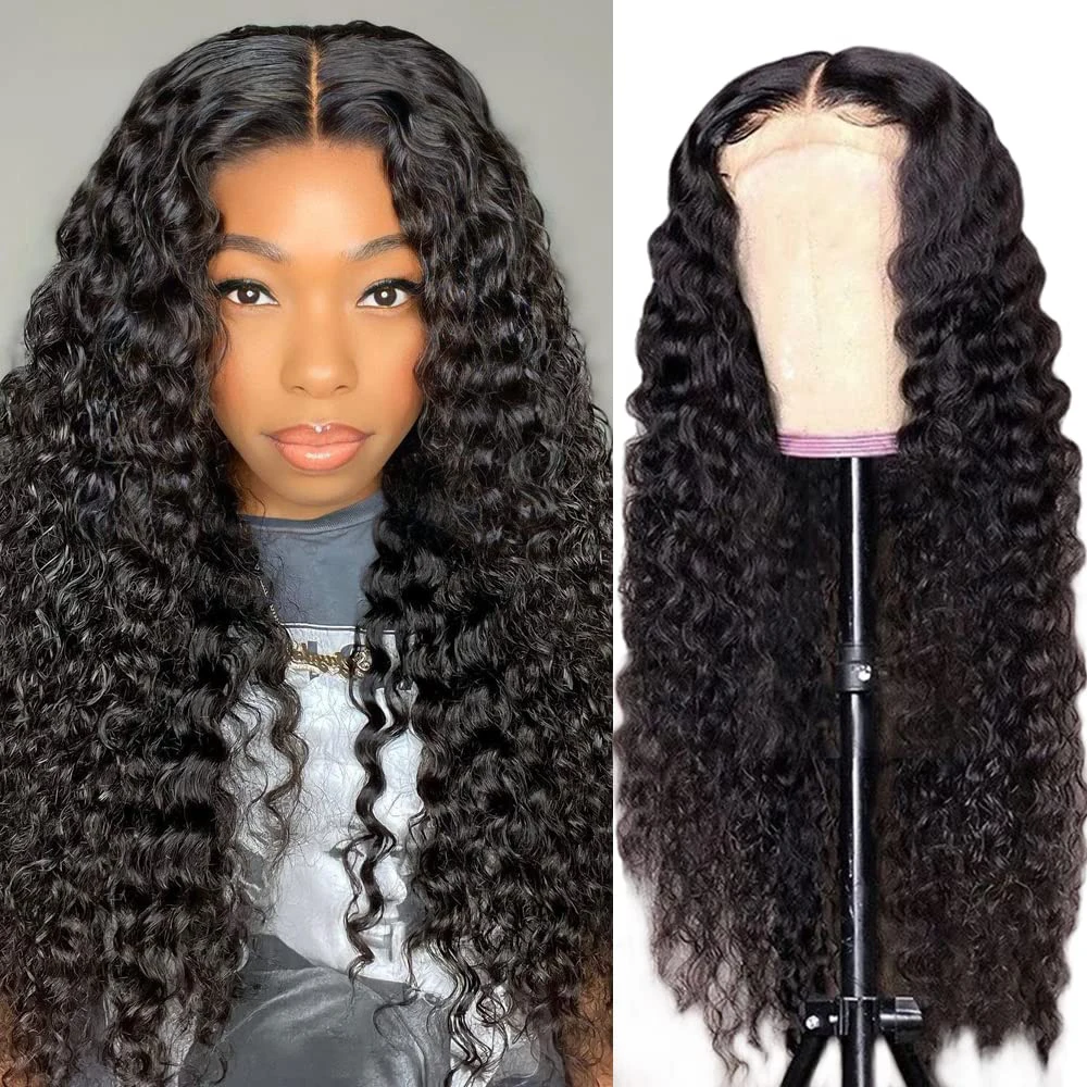 

Water Wave Lace Closure Wig Human Hair Glueless 4x4 Lace Front Wigs For Women Indian Hair Wet and Wavy Lace Wigs Natural Color