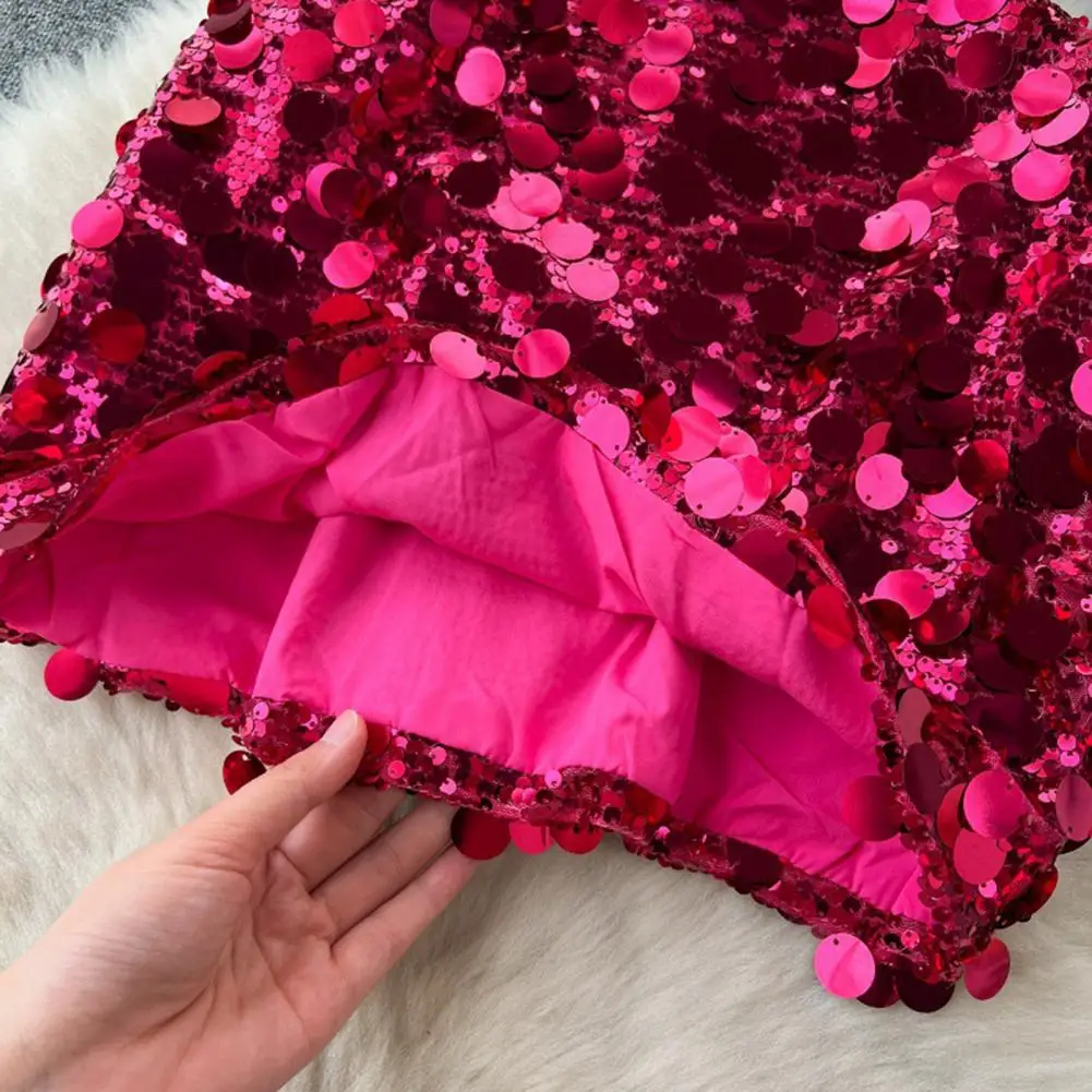 Party Mini Skirt Sequin High Waist A-line Club Skirt for Women Shiny Solid Color Sheath Slim Fit Stretchy Mini Skirt for Party
Party Mini Skirt Sequin High Waist A-line Club Skirt for Women Shiny Solid Color Sheath Slim Fit Stretchy Mini Skirt for Party