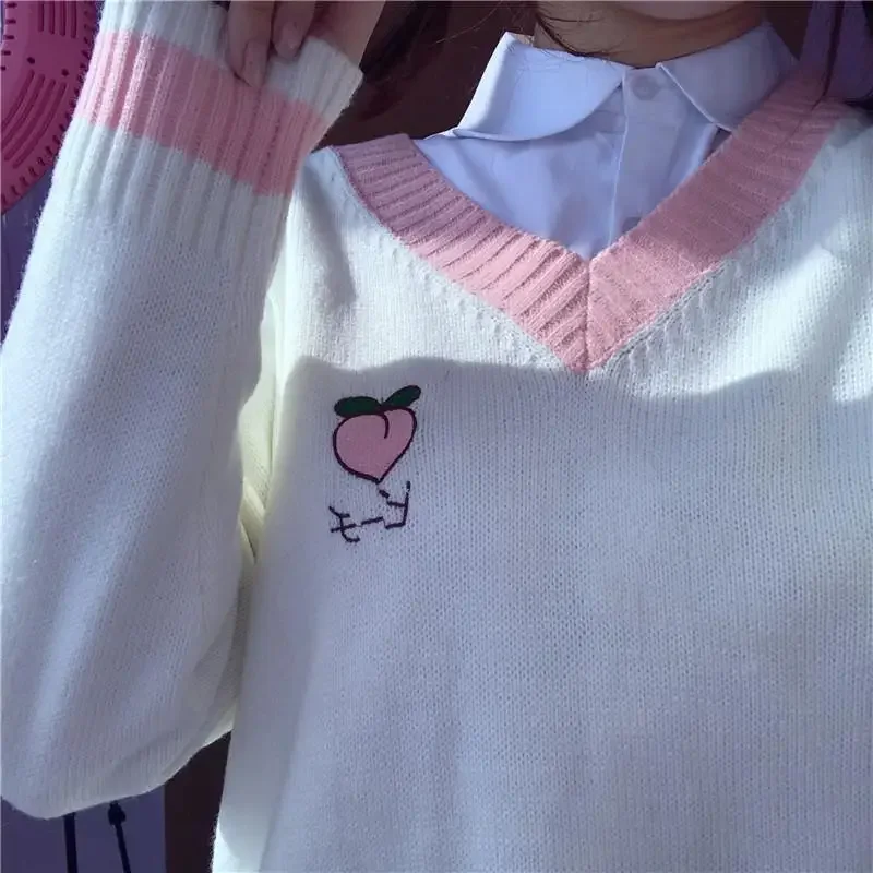 Fall 2023 Women Clothing Knitted Vest Sweater for Woman Embroidery Peach Strawberry Pink Pullovers Sweet Sueter Tops winter
Fall 2023 Women Clothing Knitted Vest Sweater for Woman Embroidery Peach Strawberry Pink Pullovers Sweet Sueter Tops winter