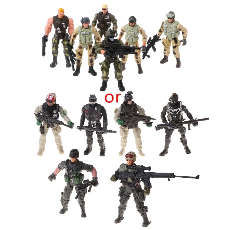 

RIRI 6Pcs/Set Action Figure Army Soldiers Toy with Weapon Military Figures Child Toy