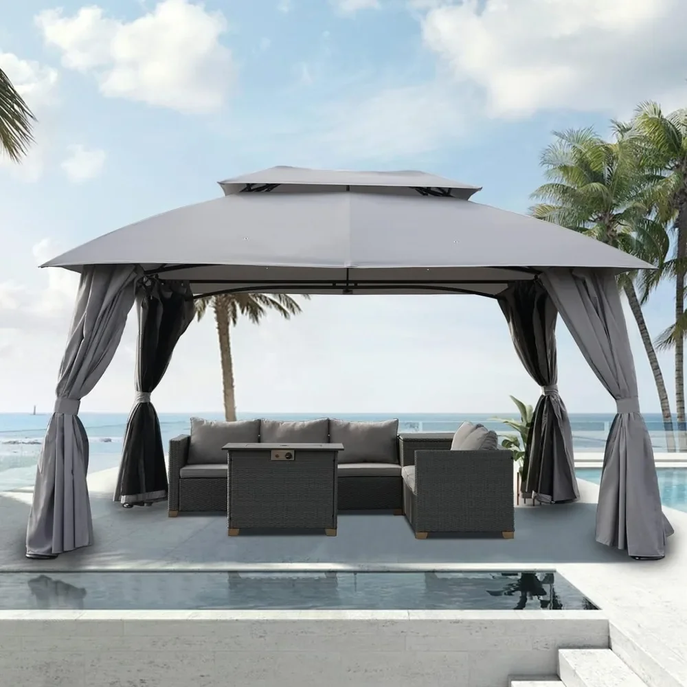10x13 Patio Gazebo, Double Soft Top Canopy Anti-UV Shelter with Privacy Curtains and Netting for Patio Deck Backyard Garde
10x13 Patio Gazebo, Double Soft Top Canopy Anti-UV Shelter with Privacy Curtains and Netting for Patio Deck Backyard Garde