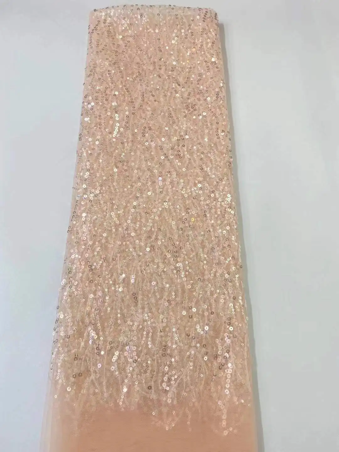 

5 Yards Lovely Color 1 Pink Sequin Wedding Bridal Luxury London USA Couture Tulle Fabric For Sawing Dress/Party Occasion