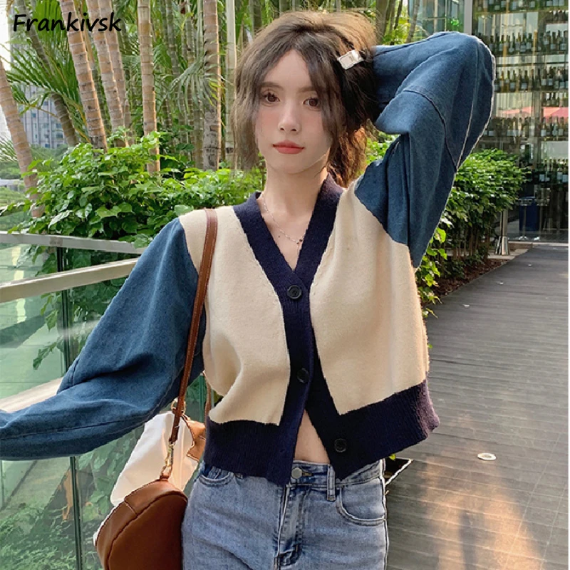 

Cardigan Women Panelled Retro All-match Vitality Students Design Knitwear Leisure Daily Gentle Streetwear Simple Trendy Chic Ins