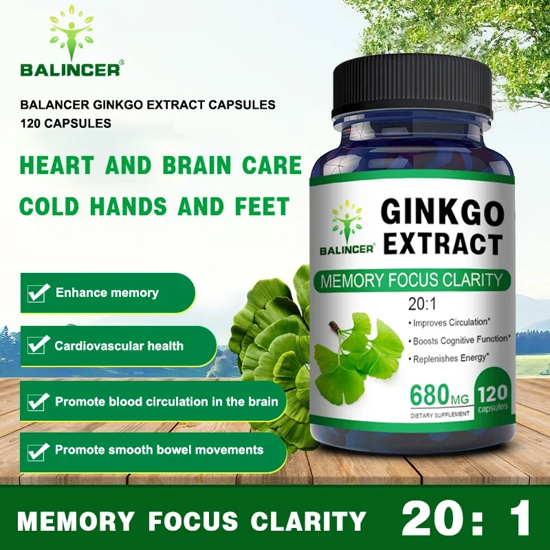 Ginkgo Biloba Extract Supplement - Helps with memory, cognition, mental clarity, healthy circulation and fat burning
Ginkgo Biloba Extract Supplement - Helps with memory, cognition, mental clarity, healthy circulation and fat burning