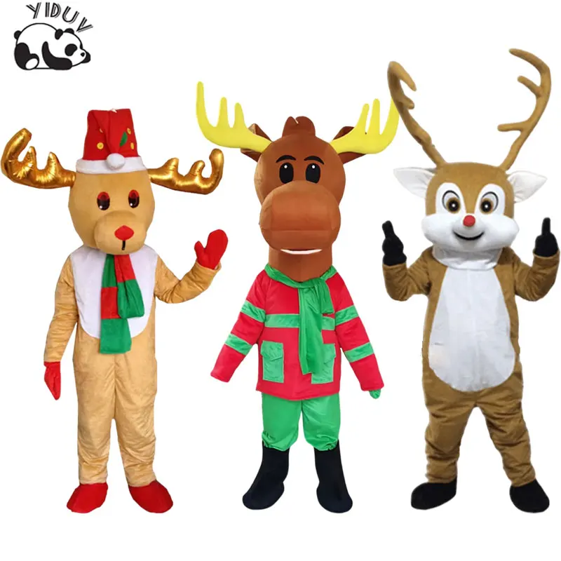 

Christmas Cute Elk Mascot Costume Plush Cartoon Sika Deer Adult Cosplay Anime Costume Carnival Party Dressing Props