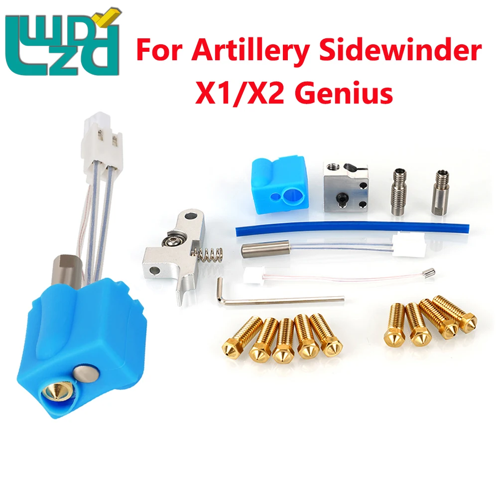 

Комплект для 3D-принтера Artillery Sidewinder X1 X2 Genius, нагревательная трубка 24 в 64 Вт, термистор 0,4 мм, сопло 1,75 мм