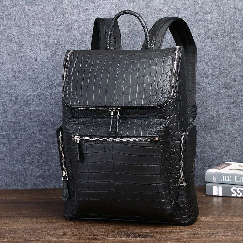 

Misty Crocodile Pattern Men's Backpack, Famous Brand Backpack, large Capacity Travel Bag, luxurious Handbag, Real leather Bag
